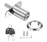 PATIKIL Drawer Desk Push Plunger Lock, 1-1/4" Cylinder Diameter 2-1/16" Cylinder Length Zinc Alloy Sliding Cabinet Locks with Cross Screwdriver Keyed Alike for Wardrobe Drawers