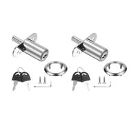 PATIKIL Drawer Desk Push Plunger Lock, 2Pcs 1-1/4" Cylinder Diameter 2-1/16" Cylinder Length Zinc Alloy Sliding Cabinet Locks with Cross Screwdriver Keyed for Wardrobe Drawers, Silver