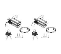PATIKIL Drawer Desk Push Plunger Lock, 2Pcs 7/8" Cylinder Diameter 1-7/16" Cylinder Length Zinc Alloy Sliding Cabinet Locks with Cross Screwdriver Keyed Alike for Wardrobe Drawers