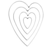 PATIKIL Dream Catcher Rings Set, 4 Sizes Metal Heart Shape Macrame Wreath Floral Ring Hoop for Christmas Decor Home Car DIY Craft Wedding Wall Hanging Decorations, Silver