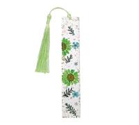 PATIKIL Dried Flower Resin Bookmark, Reading Book Marks with Tassel Bookmarks for Women Reading Accessories Gift Book Lover, Green (Chrysanthemum/Leaf)