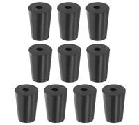 PATIKIL Drilled Rubber Stopper 0.51"-0.67", 10 Pack Tapered Lab Seal Rubber Stoppers Lab Plug with Hole Test Tube Bungs for Flask Flasks Glass Containers, Black