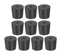PATIKIL Drilled Rubber Stopper 0.94"-1.1", 10 Pack Tapered Lab Seal Rubber Stoppers Lab Plug with Hole Test Tube Bungs for Flask Flasks Glass Containers, Black