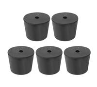 PATIKIL Drilled Rubber Stopper 1.02"-1.26", 5 Pack Tapered Lab Seal Rubber Stoppers Lab Plug with Hole Test Tube Bungs for Flask Flasks Glass Containers, Black
