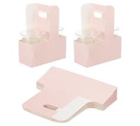 PATIKIL Drink Carrier with Handle, 50 Pcs Kraft Paperboard 2 Cup Holder for Hot or Cold Drinks Flower Gift Bags Floral Wrap Packing Boxes Party, Pink/White