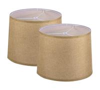 PATIKIL Drum Lampshade for Table Lamps, 11.4" Top x 12.6" Bottom x 9.8" High Floor Lamp Shade Set of 2 Easy Assembly Medium Linen Lampshade for Table Lamps Floor Lamp, Bright Brown