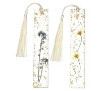 PATIKIL Dry Flower Bookmarks, Forget-Me-Not, Yellow Daisy Cute Book Marks Clear Bookmarks Unique Pretty Book Accessories for Reading Women Book Lovers Planner, 2 Pcs