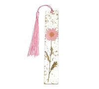 PATIKIL Dry Flower Bookmarks, Pink Daisy Cute Book Marks Clear Bookmarks Unique Pretty Book Accessories for Reading Women Book Lovers Planner, 1 Pcs