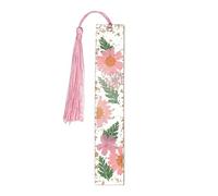 PATIKIL Dry Flower Bookmarks, Pink Daisy Green Leaves Cute Book Marks Clear Bookmarks Unique Pretty Book Accessories for Reading Women Book Lovers Planner, 1 Pcs