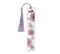 PATIKIL Dry Flower Bookmarks, Purple Daisy Red Root Cute Book Marks Clear Bookmarks Unique Pretty Book Accessories for Reading Women Book Lovers Planner, 1 Pcs
