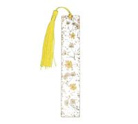 PATIKIL Dry Flower Bookmarks, Yellow Plum Blossom Cute Book Marks Clear Bookmarks Unique Pretty Book Accessories for Reading Women Book Lovers Planner, 1 Pcs