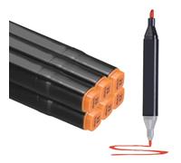 PATIKIL Dual Tip Alcohol Art Markers, 6 Pcs Black Barrel Alcohol Markers with Brush Tip and Fine Tip for Illustration Artist Adult Coloring Drawing Permanent Sketching, Orange