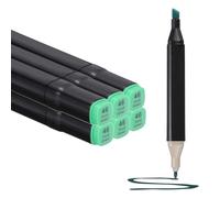 PATIKIL Dual Tip Alcohol Art Markers, 6 Pcs Black Barrel Alcohol Markers with Brush Tip and Fine Tip for Illustration Artist Adult Coloring Drawing Permanent Sketching, Green