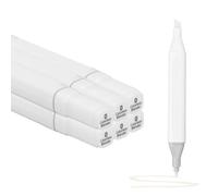 PATIKIL Dual Tip Alcohol Art Markers, 6 Pcs White Barrel Alcohol Markers with Brush Tip and Fine Tip for Illustration Artist Adult Coloring Drawing Permanent Sketching, Transparent