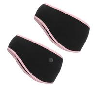 PATIKIL Ear Warmer Headband, 2 Pack Polar Fleece Ear Warmer Winter Stretchy Running Sweatband Outdoor Essential for Jogging Walking Skiing, Black with Pink