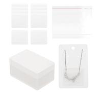 PATIKIL Earring Display Cards, 100 Pcs Necklace Display Holder Card with 1.5" x 1.7" Self-adhesive Pouch and Bags for Hanging Earrings Necklace Earring, White