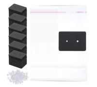 PATIKIL Earring Display Cards, 300 Pcs Jewelry Hanging Earring Display Holder Card with 300 Pcs Clear Bags 300 Pcs Earring Backs for Selling Earrings Ear Studs, Black