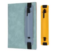 PATIKIL Elastic Band Pen Holder, PU Leather Pen Sleeve with Elastic Band for Office Supplies Notebook Planner Journal Ballpoint Pencils Touch, Yellow/Blue