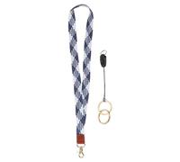 PATIKIL Elastic Lanyard for Keys, Cute Keychain Neck Lanyard for Women Men Teacher Long Keychain Braid Strap for ID Badge Wallet Phone Card Business Office, Blue White