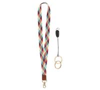 PATIKIL Elastic Lanyard for Keys, Cute Keychain Neck Lanyard for Women Men Teacher Long Keychain Braid Strap for ID Badge Wallet Phone Card Business Office, Rainbow