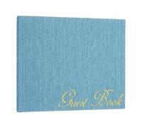 PATIKIL Elegant Guestbook, 9"x7" Fabric Wedding Guest Book Stylish Sign in Book with 50 Blank 120GSM Paper for Receptions Birthdays Funerals Special Events, Blue
