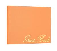 PATIKIL Elegant Guestbook, 9"x7" Offset Paper Wedding Guest Book Stylish Sign in Book with 50 Blank 120GSM Paper for Receptions Birthdays Funerals Special Events, Orange Red
