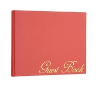 PATIKIL Elegant Guestbook, 9"x7" Offset Paper Wedding Guest Book Stylish Sign in Book with 50 Blank 120GSM Paper for Receptions Birthdays Funerals Special Events, Red