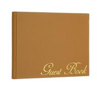 PATIKIL Elegant Guestbook, 9"x7" PU Leather Wedding Guest Book Stylish Sign in Book with 50 Blank 120GSM Paper for Receptions Birthdays Funerals Special Events, Brown
