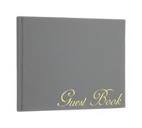 PATIKIL Elegant Guestbook, 9"x7" PU Leather Wedding Guest Book Stylish Sign in Book with 50 Blank 120GSM Paper for Receptions Birthdays Funerals Special Events, Dark Gray
