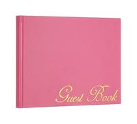 PATIKIL Elegant Guestbook, 9"x7" PU Leather Wedding Guest Book Stylish Sign in Book with 50 Blank 120GSM Paper for Receptions Birthdays Funerals Special Events, Rose Red