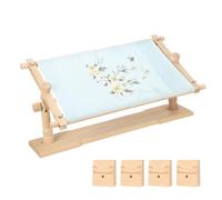PATIKIL Embroidery Hoop Stand, Adjustable Rotated Beech Wood Cross Stitch Stand Holder Scroll Frame for DIY Art Craft, Sewing, Needlework Projects, Style 2