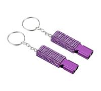 PATIKIL Emergency Whistle with Keychain, 2Pcs Bling Safety Survival Whistles Rescue Signaling Loud for Outdoor Camping Hiking Boating Hunting Fishing, Purple