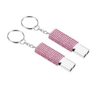 PATIKIL Emergency Whistle with Keychain, 2Pcs Bling Safety Survival Whistles Rescue Signaling Loud for Outdoor Camping Hiking Boating Hunting Fishing, Pink