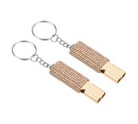 PATIKIL Emergency Whistle with Keychain, 2Pcs Bling Safety Survival Whistles Rescue Signaling Loud for Outdoor Camping Hiking Boating Hunting Fishing, Gold