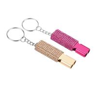 PATIKIL Emergency Whistle with Keychain, 2Pcs Bling Safety Survival Whistles Rescue Signaling Loud for Outdoor Camping Hiking Boating Hunting Fishing, Rose Red/Gold