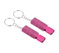 PATIKIL Emergency Whistle with Keychain, 2Pcs Bling Safety Survival Whistles Rescue Signaling Loud for Outdoor Camping Hiking Boating Hunting Fishing, Rose Red