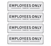 PATIKIL Employees Only Sign, 4 Pack 7x2 Inch Plastic Self Adhesive Office Door Signs for Business Store Wall, White/Black