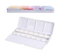 PATIKIL Empty Watercolor Palette, Metal Watercolor Tin with 14pcs Full Pans Paint Case with Lid Paint Box for Travel Gouache Oil Painting, Colorful 14 Wells
