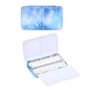 PATIKIL Empty Watercolor Palette, Metal Watercolor Tin with 14pcs Half Pans Paint Case with Lid Paint Box for Travel Gouache Oil Painting Style 2, Navy Blue