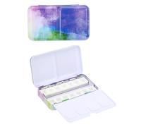 PATIKIL Empty Watercolor Palette, Metal Watercolor Tin with 14pcs Half Pans Paint Case with Lid Paint Box for Travel Gouache Oil Painting Style 2, Dark Purple Green