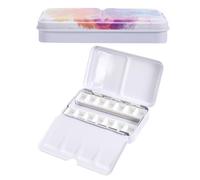 PATIKIL Empty Watercolor Palette, Metal Watercolor Tin with 14pcs Half Pans Paint Case with Lid Paint Box for Travel Gouache Oil Painting, Colorful 14 Wells
