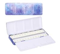 PATIKIL Empty Watercolor Palette, Metal Watercolor Tin with 26pcs Half Pans Paint Case with Lid Paint Box for Travel Gouache Oil Painting, Blue Purple