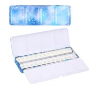 PATIKIL Empty Watercolor Palette, Metal Watercolor Tin with 26pcs Half Pans Paint Case with Lid Paint Box for Travel Gouache Oil Painting, Blue