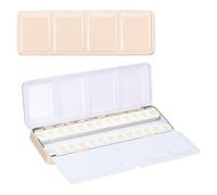 PATIKIL Empty Watercolor Palette, Metal Watercolor Tin with 26pcs Half Pans Paint Case with Lid Paint Box for Travel Gouache Oil Painting, Beige