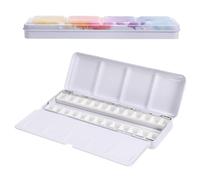 PATIKIL Empty Watercolor Palette, Metal Watercolor Tin with 26pcs Half Pans Paint Case with Lid Paint Box for Travel Gouache Oil Painting, Colorful 26 Wells
