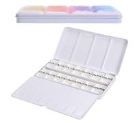 PATIKIL Empty Watercolor Palette, Metal Watercolor Tin with 28pcs Full Pans Paint Case with Lid Paint Box for Travel Gouache Oil Painting, Colorful 28 Wells