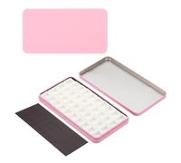 PATIKIL Empty Watercolor Palette, Metal Watercolor Tin with 40pcs Half Pans and Magnetic Sticker Paint Case with Lid Paint Box for Travel Gouache, Pink