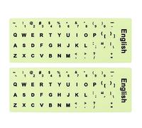 PATIKIL English Keyboard Stickers Glow in the Dark, 2 Pack Luminous Universal Keyboard Replacement Cover for Notebook Desktop Computer, Black Lettering
