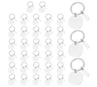 PATIKIL Engravable Metal Keychain Stamping Blanks, 35 Pcs Stainless Steel Stamping Blanks Tags Metal Blank with Key Ring for Laser Engraving DIY Crafts Nameplate, Silver Tone