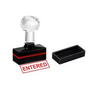 PATIKIL Entered Stamp Self Inking, Red Ink Office Stamps Pre Inked Message Stamp Refillable Business Stamp, Black